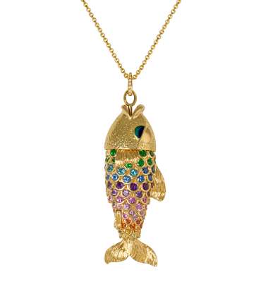 Multicolored big fish pendant