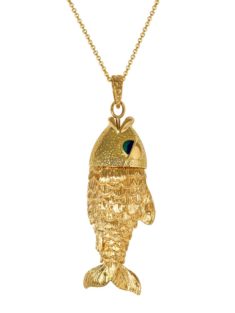 Golden big fish necklace