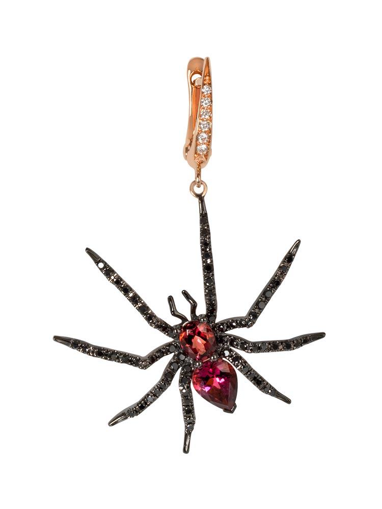 Pink Spider earring by Alexandra Abramczyk