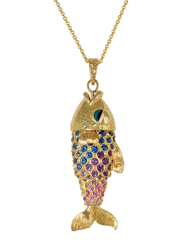 Bluish fish necklace, Alexandra Abramczyk