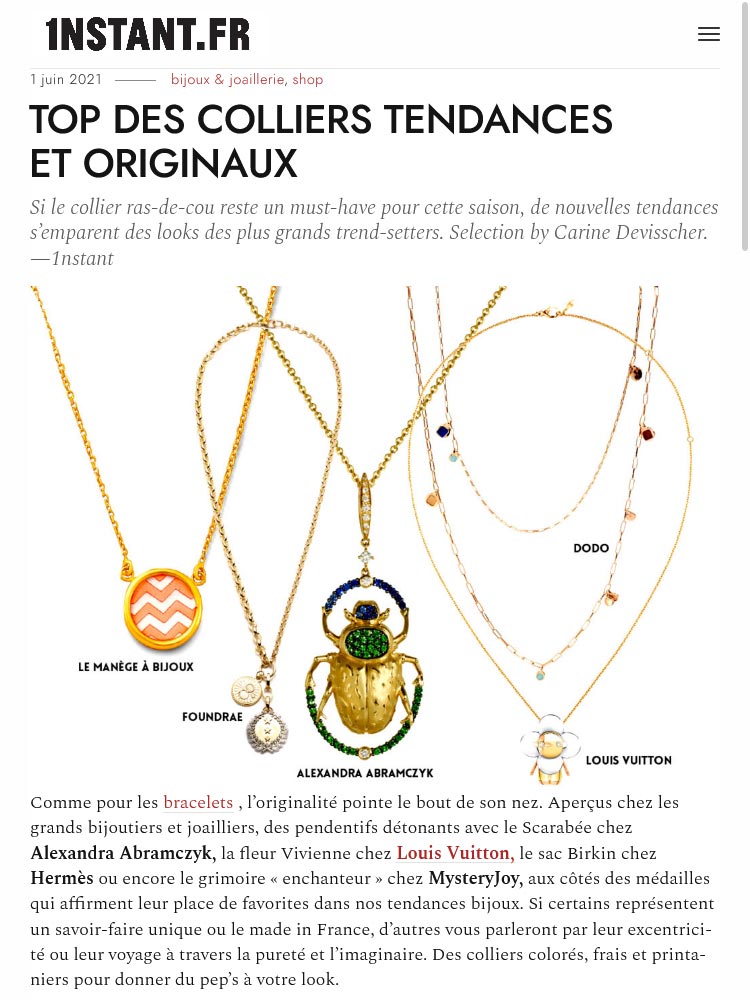 Couverture de la publication "Top des colliers tendances et originaux" sur 1nstant.fr