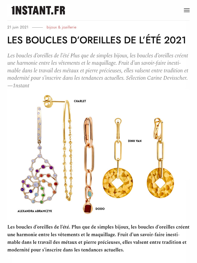 Couverture de la publication "Les boucles d'oreille de l'été 2021" sur 1nstant.fr
