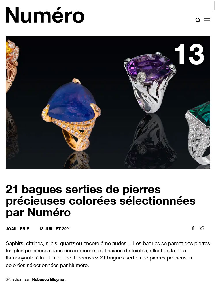 Couverture de la publication "21 bagues serties de pierres précieuses colorées"