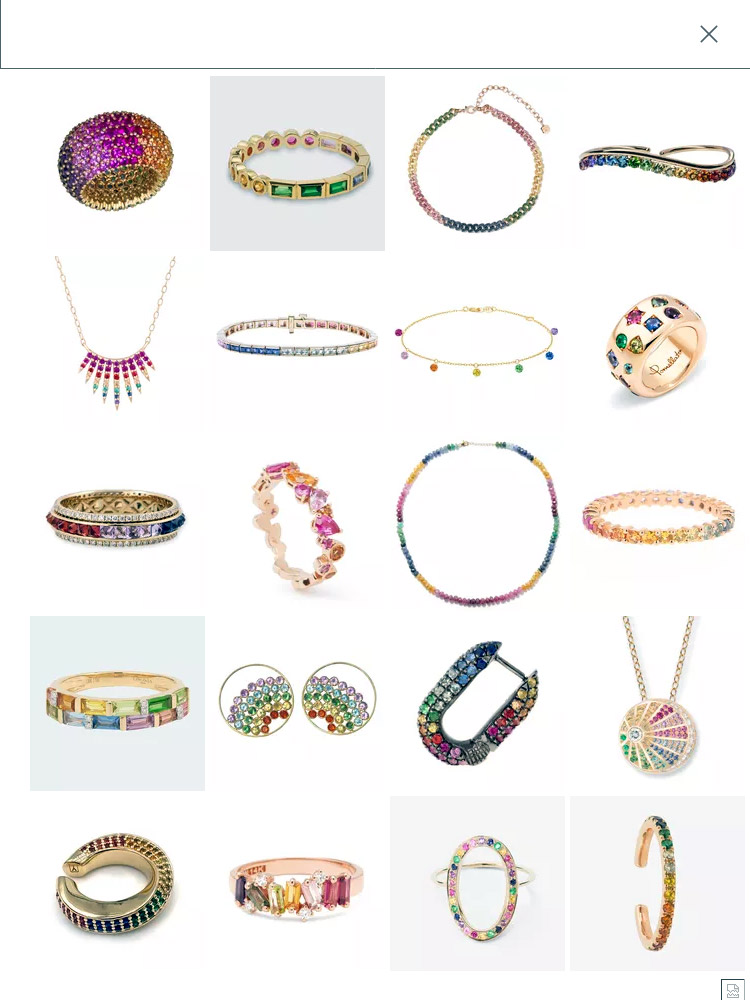 Galerie des bijoux proposés dans l'article "20 bijoux de fêtes aux couleurs de l'arc-en-ciel" sur Madame.LeFigaro.fr