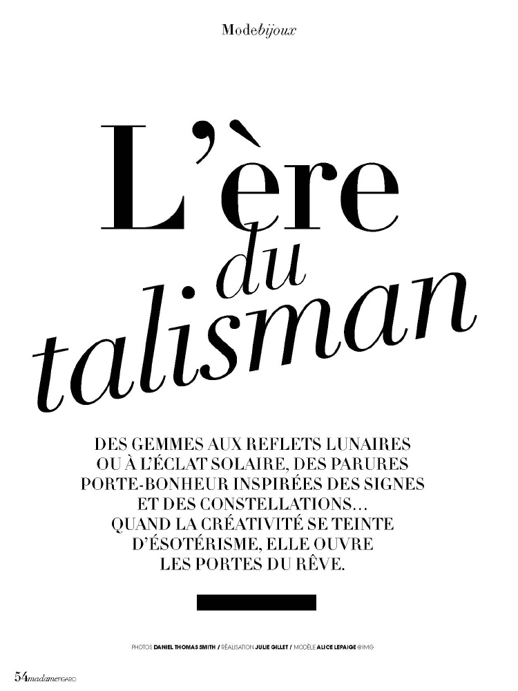 Page 54 of the magazine Madame Figaro of December 31, 2021 : The Era of the Talisman