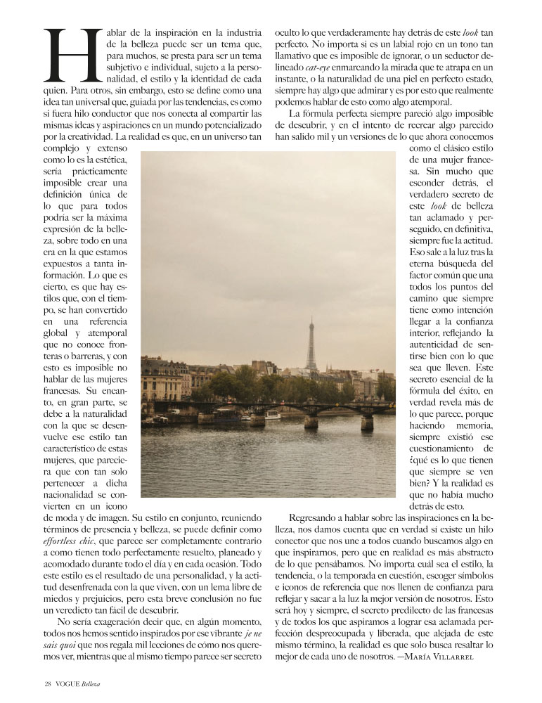 "Paris in the soul", article by Marianne Villarel (Vogue Belleza - Mexico, October 2022)