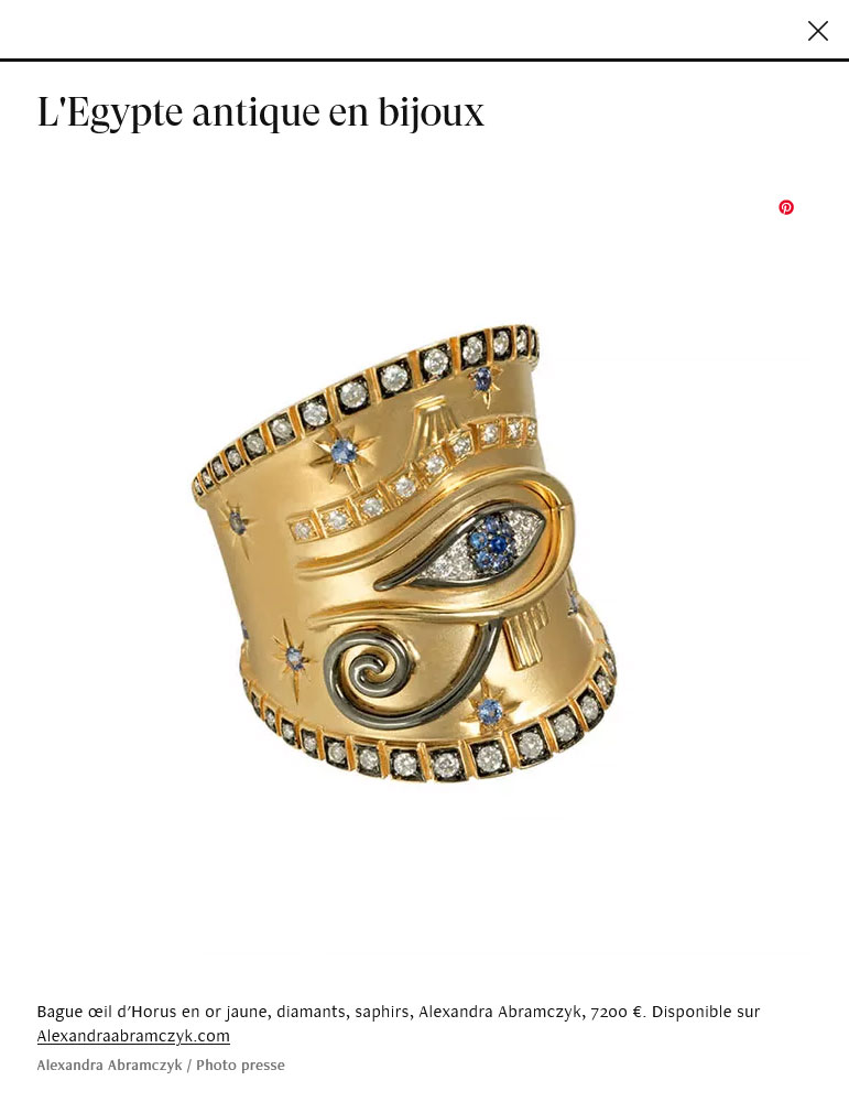 Ancient Egypt in jewelry: Horus ring eye by Alexandra Rosier