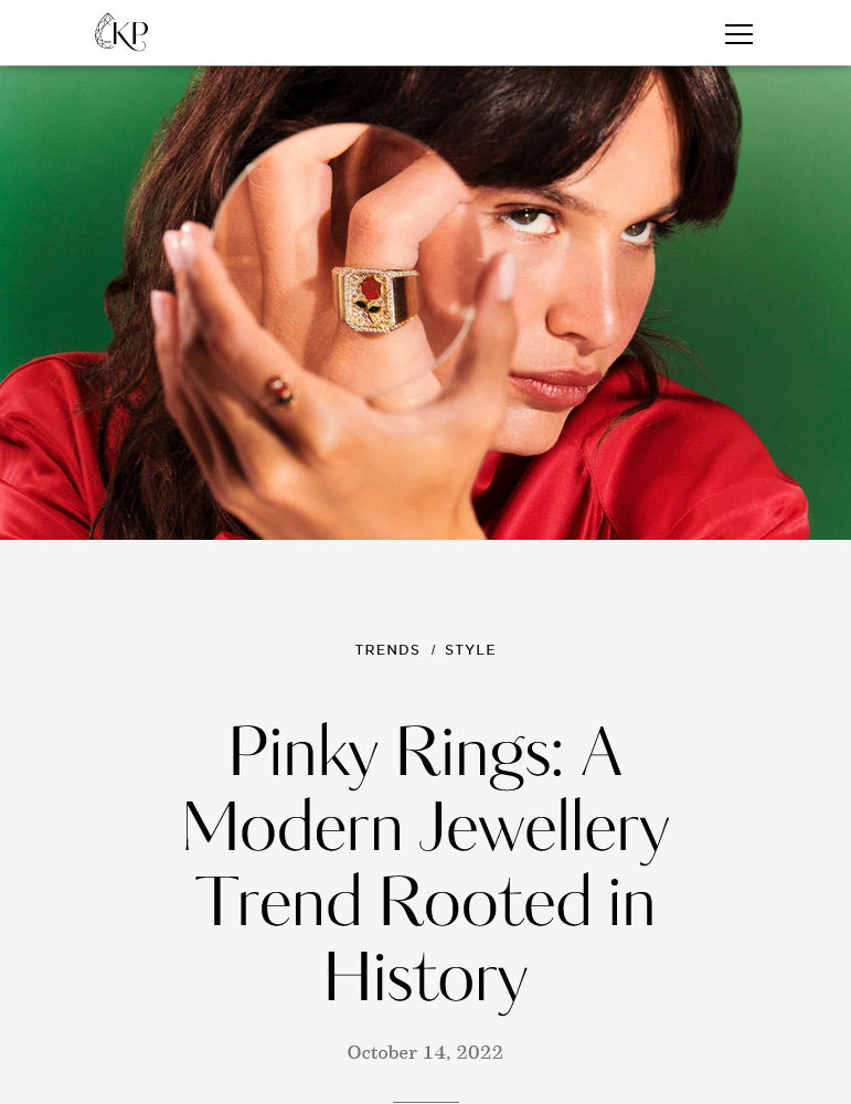 One of the article "Pink Rings: A Modern Jewelry Trend Rooted in History" by Katerina Perez