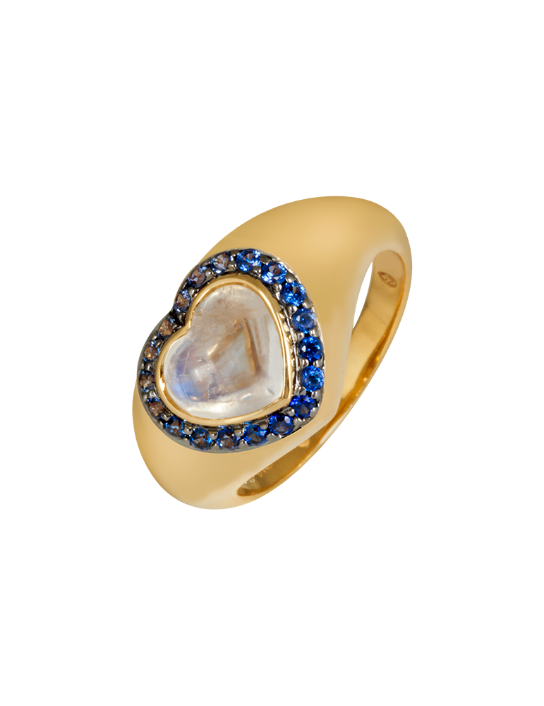 Moonstone loving signet ring