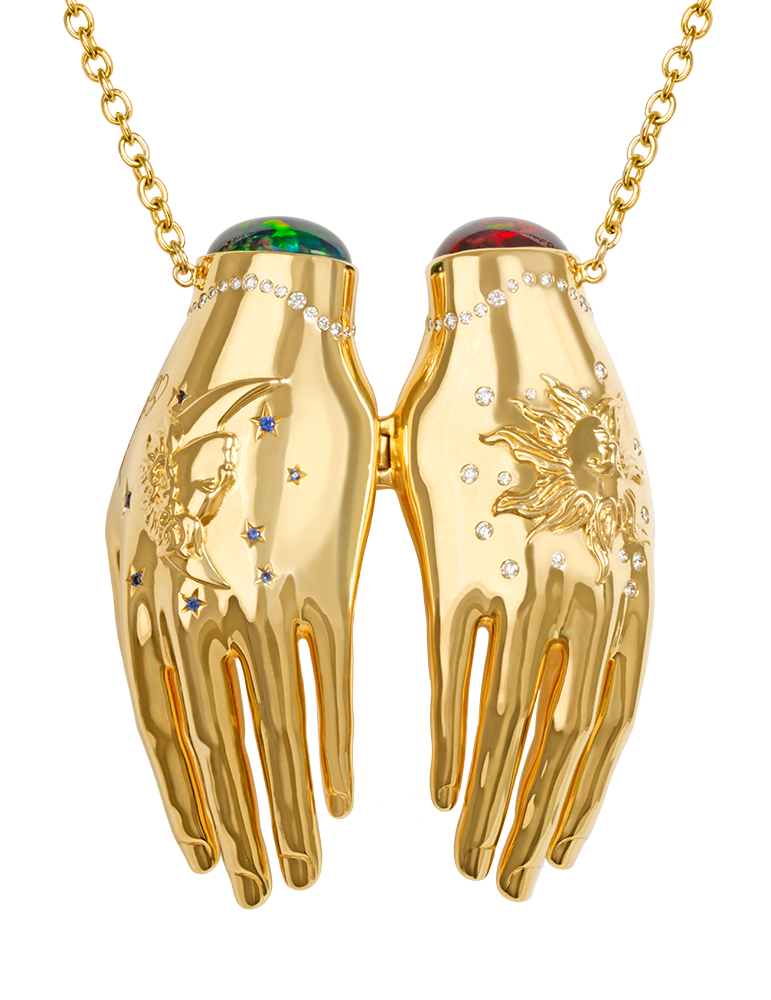 Eternal love hands necklace by Alexandra Rosier